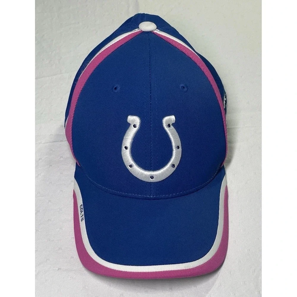 NWT NFL Colts Onfield Reebok Women's Cap Blue with Pink Trim and Ribbon Size S/M